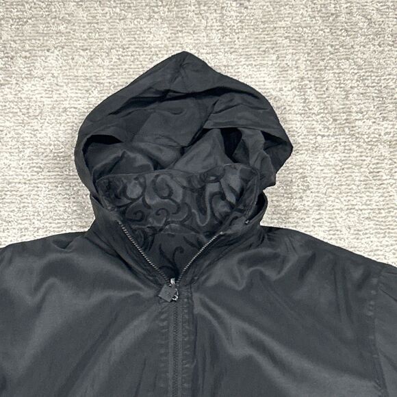 Mycra Pac Jacket Coat Womens 0 P 6/8 Black Velvet Vine Pockets Hooded Reversible - Picture 10 of 10